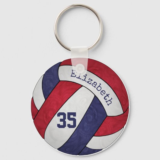 rode witte volleybal sleutelhanger w naam nummer (Voorkant)