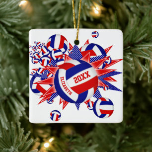 rode witte volleybalbaljongens keramisch ornament
