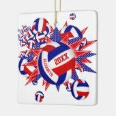 rode witte volleybalbaljongens keramisch ornament (Links)