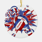 rode witte volleybalsport keramisch ornament (Voorkant)