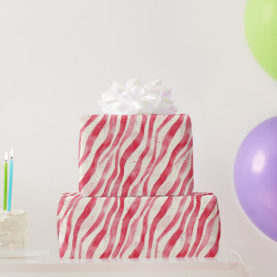 Rode Witte Whimsical Strepen Verjaardag Cadeaupapier