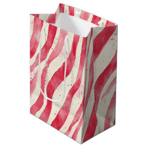 Rode Witte Whimsical Strepen Verjaardag Medium Cadeauzakje