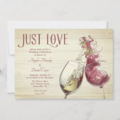 Rode witte wijn dansen gewoon liefde bruiloft vier kaart (Voorkant)