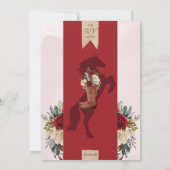 Rode Witte WinterRozen Charro Spaans Quinceanera Kaart (Achterkant)