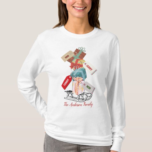 Rode Witte Winterslee Schattige Modern Christmas T-shirt (Voorkant)