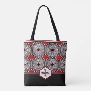 Rode, Witte & Zwarte Tribale Tapijt Draagtas