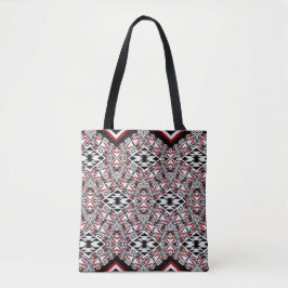 Rode, Witte & Zwarte Tribale Tapijt Tas