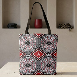 Rode, Witte & Zwarte Tribale Tapijt Tote Draagtas
