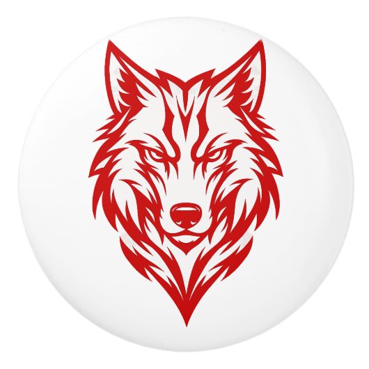 Rode Wolf Keramische Knop (Voorkant)