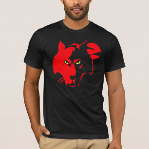Rode wolf op zwart T-shirt