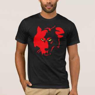 Rode wolf op zwart T-shirt