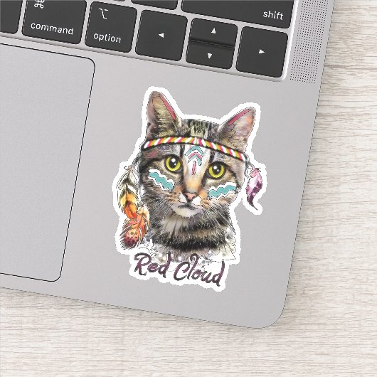 Rode wolk schattige kat sticker (Detail)