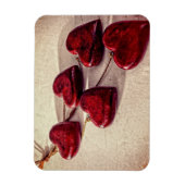 Rode Wooden Hearts verbonden aan een Koord Magneet (Verticaal)