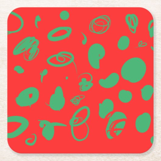 Rode x-mas vierkante kartonnen onderzetter (Voorkant)