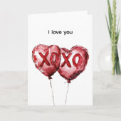 Rode XOXO Hart Ballonnen Kaart (Voorkant)
