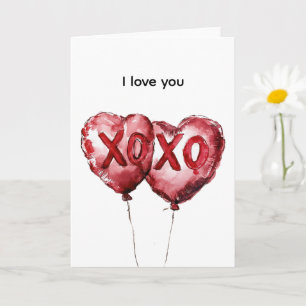 Rode XOXO Hart Ballonnen Kaart