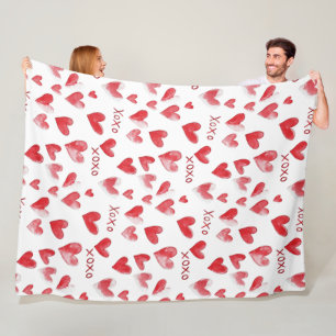 Rode XOXO-harten Fleece Deken