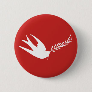 Rode Zachte vogel voor de vrede   Olijfbijkantoor  Ronde Button 5,7 Cm