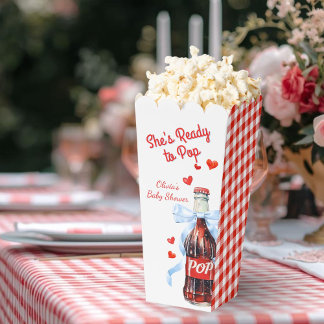 Rode Ze is klaar om te baren Baby Shower Popcorn Bedankdoosjes