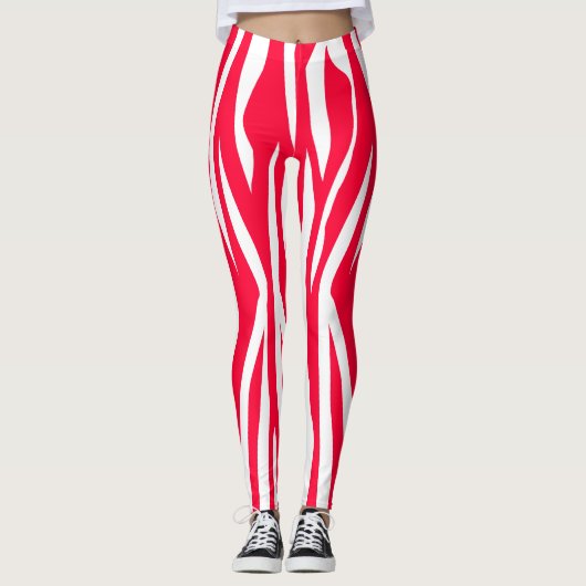Rode Zebra afdrukken Leggings (Voorkant)
