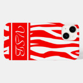 Rode Zebra Afdrukken met monogram Case-Mate iPhone Case (Achterkant (horizontaal))