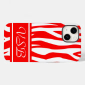 Rode Zebra Afdrukken met monogram Case-Mate iPhone Case (Achterkant (horizontaal))