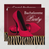 Rode Zebra Bachelorette Uitnodigingen (Voorkant / Achterkant)
