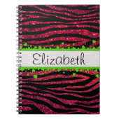 Rode Zebra, glitter-Zebra, Zebra Print, Jouw naam Notitieboek (Voorkant)