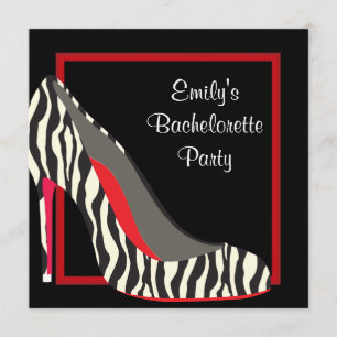 Rode Zebra Hoge Hak Schoenen Bachelorette Feest Kaart