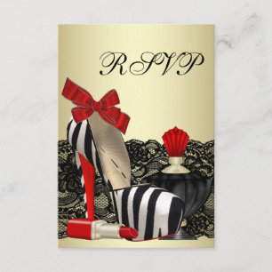 Rode zebra hoge hakken Rode zebra feest RSVP Kaartje