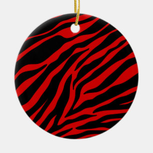 rode zebra keramisch ornament