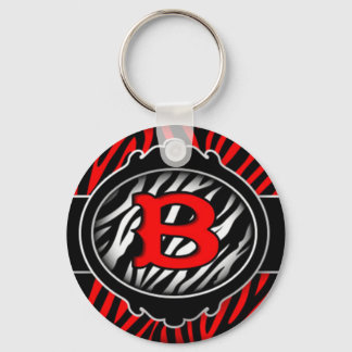 rode zebra letter B Sleutelhanger
