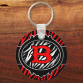 rode zebra letter B Sleutelhanger (Voorkant)