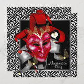 Rode Zebra Masker Rode Masquerade Party Kaart (Voorkant / Achterkant)
