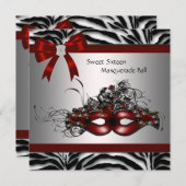 Rode Zebra Masquerade Partij Kaart (Voorkant / Achterkant)