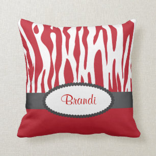 Rode Zebra Print Amerikaans MoJo Sierkussen