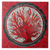 Rode Zee Fan Koraal mozaïek kunst Tegeltje (Voorkant)