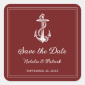 Rode Zeeanker Save the Date Stickers (Voorkant)