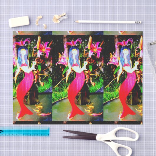 Rode zeemeerminnen die feesten tissuepapier (Craft)