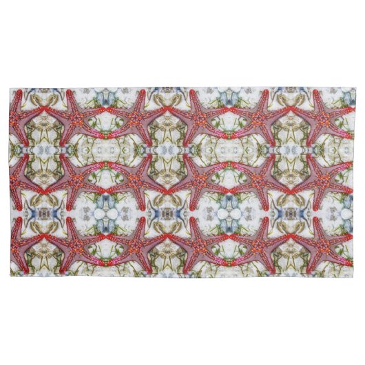 Rode zeester medium patroon kussensloop (Voorkant)