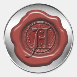 Rode zegelwax letter A Ronde Sticker