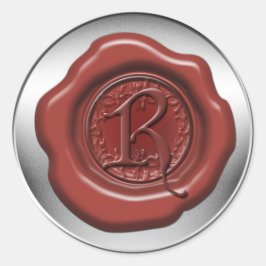 Rode zegelwax letter R Ronde Sticker