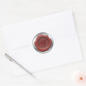 Rode zegelwax letter T Ronde Sticker (Envelop)