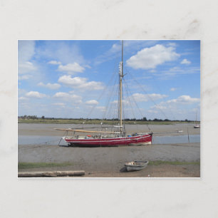 Rode zeilboot briefkaart