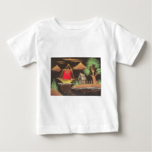 Rode Zeilboot Landschap Olie Schilderij Art Print