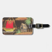 Rode Zeilboot Landschap Olie Schilderij Art Print Bagagelabel (Voorkant horizontaal)