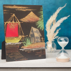 Rode Zeilboot Landschap Olie Schilderij Art Print Fotoplaat