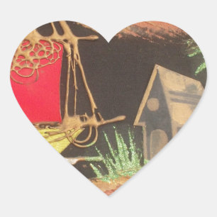 Rode Zeilboot Landschap Olie Schilderij Art Print Hart Sticker