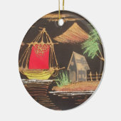 Rode Zeilboot Landschap Olie Schilderij Art Print Keramisch Ornament (Links)