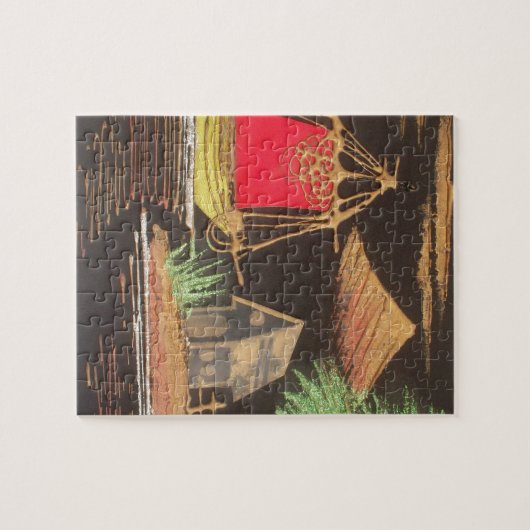 Rode Zeilboot Landschap Olie Schilderij Art Print Legpuzzel (Horizontaal)